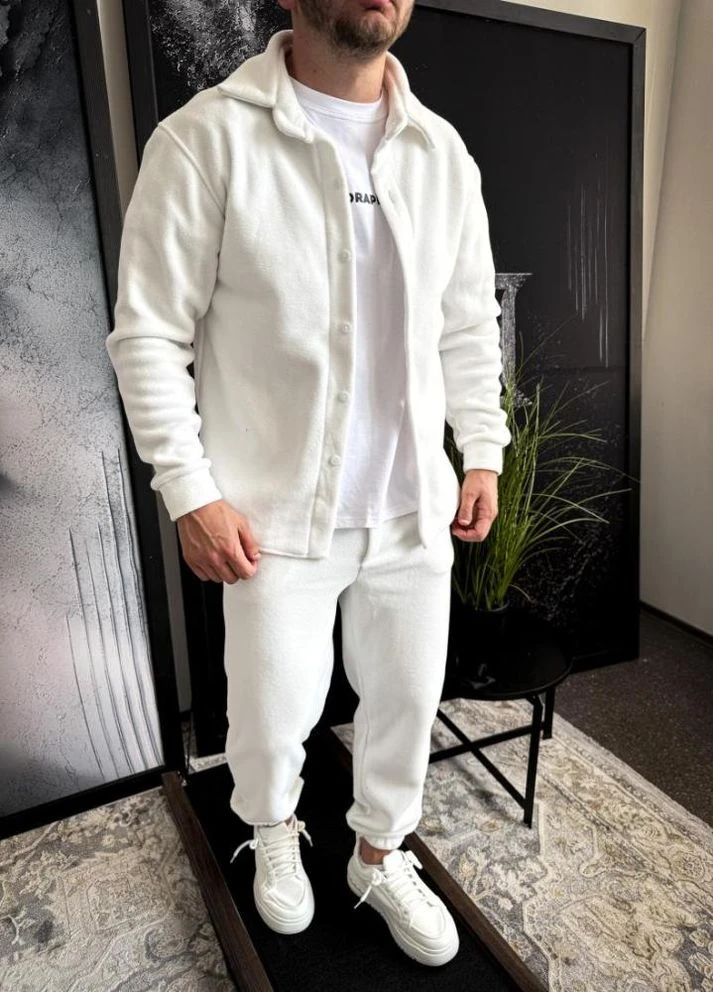Белый демисезонный костюм флис полар No Brand