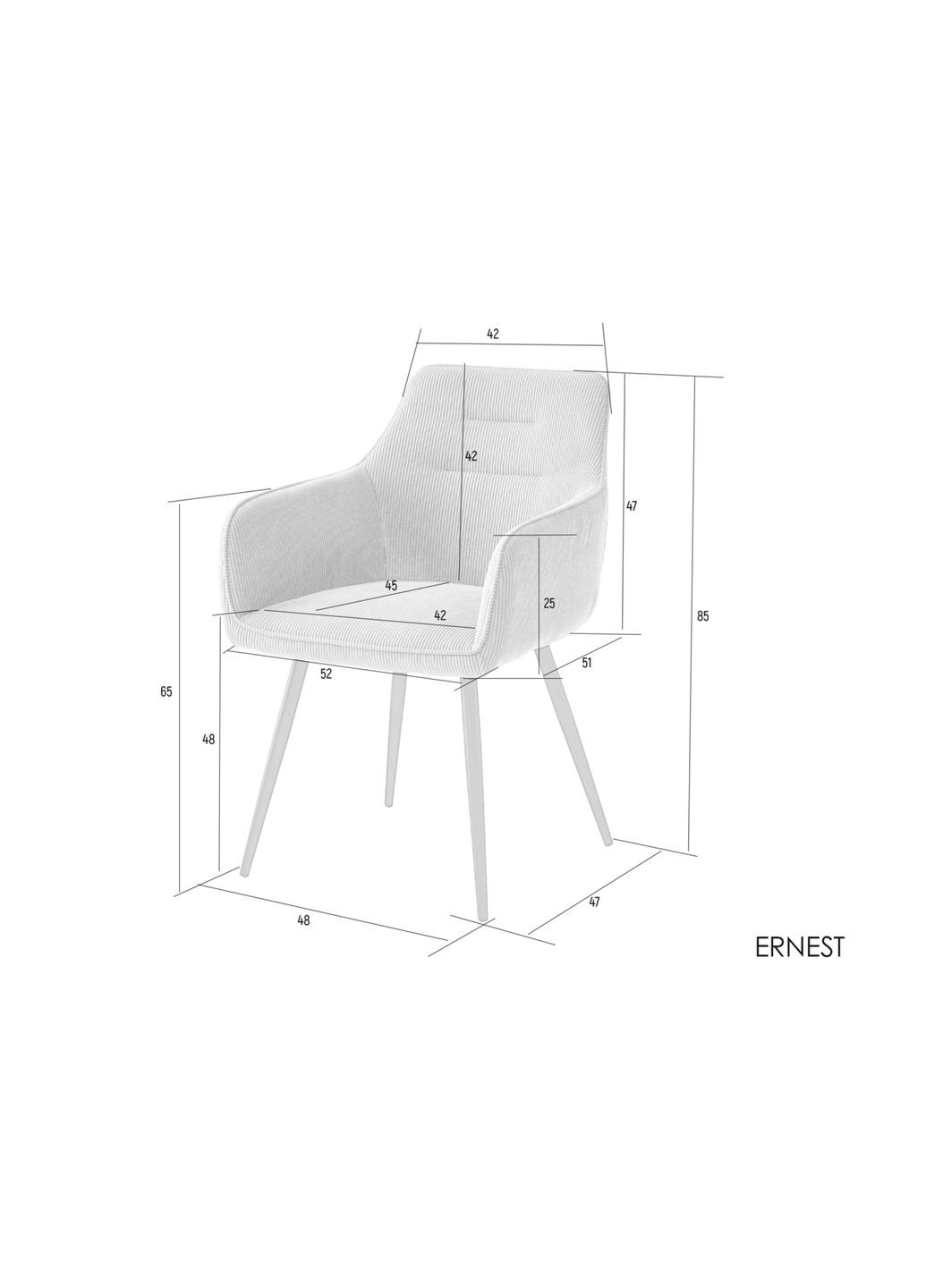 Стул кухонный ERNEST каркас / Серая ткань Intarsio (372178947)