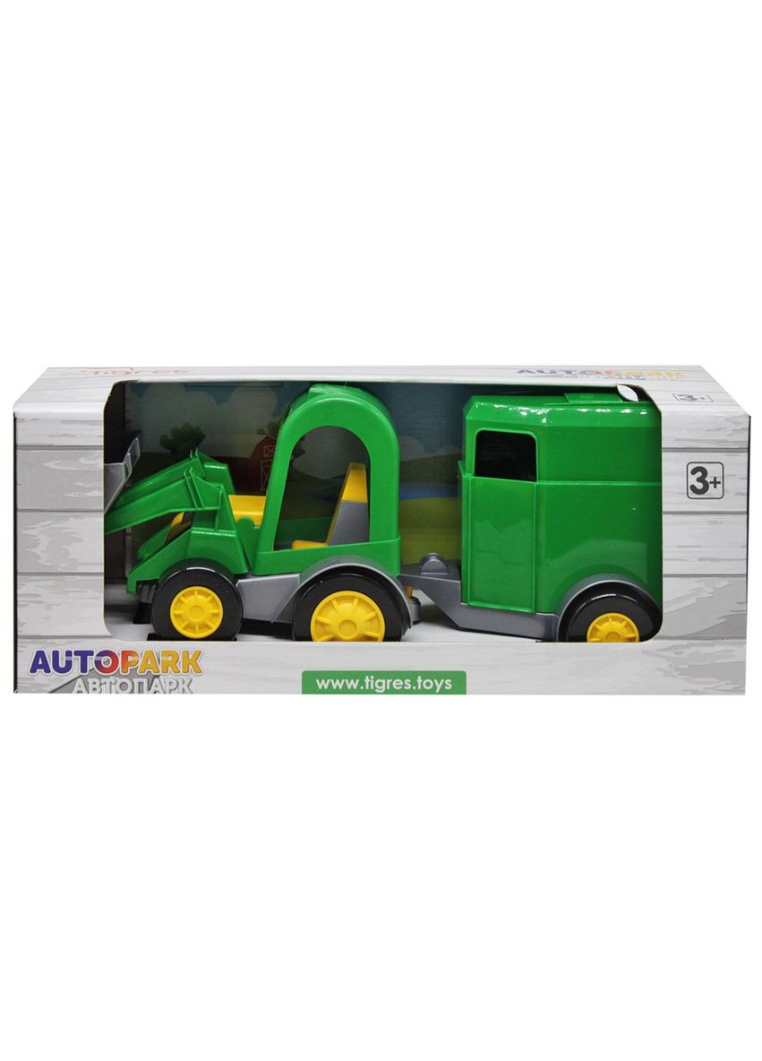 Трактор-багги с ковшом зеленый с коневозом Wader (292252012)