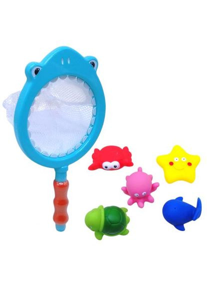Іграшка для ванної "Рибалка", сачок акула, 5 фігурок DreamMakers (361422638)