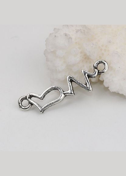 Коннекторы Фурнитура для браслета подвески кулона кардиограмма сердце Античное серебро 26 мм x 7 мм Finding (315799644)