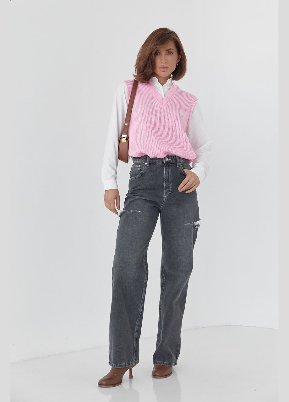 Розовая классическая рубашка в полоску Lurex с длинным рукавом