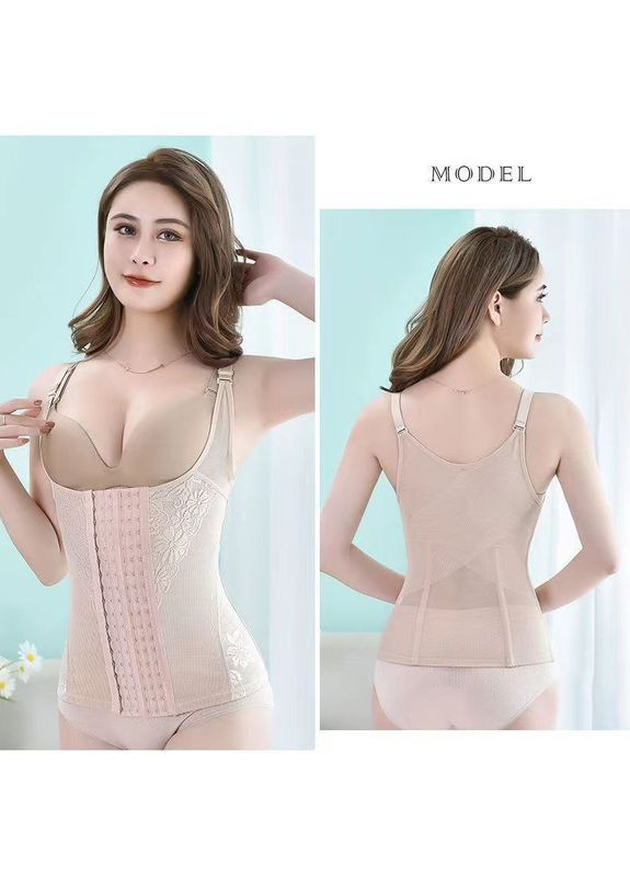 Женская корректирующая майка с открытым верхом для утяжки талии дышащий с кружево 6 рядов крючков No Brand Корсет майка Perfect Ultra (340059660)