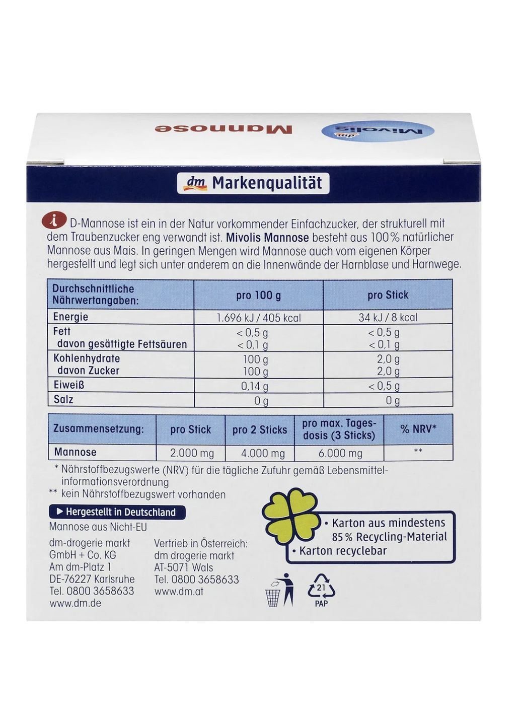 D-манноза Mannose 20 стеков 40 г Mivolis (366569632)