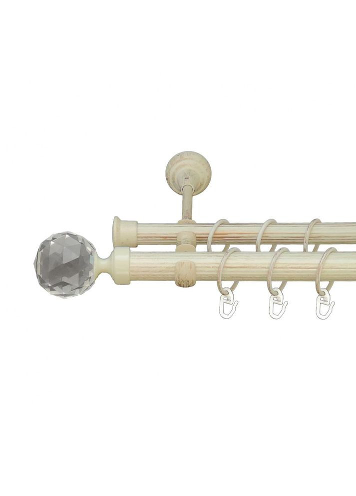 Карниз Люміера металевий дворядний відкритий рифлена труба Біле Золото 25\19 мм 200 см (6951239) ORVIT (300796623)