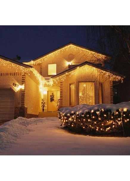 Разноцветный Новогодняя праздничная гирлянда бахрома 120 Led прозрачный провод 3х0.5 м Hot Huez (394590600)