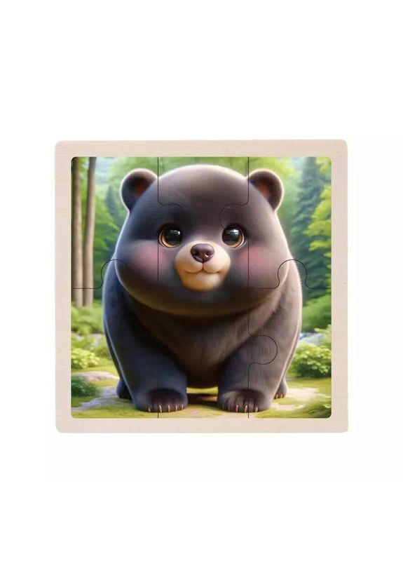 Детский деревянный пазл-вкладыш "Медвежонок" MD 1509-32, 6 элементов 9,8 х 9,8 х 0,4 см Bambi (370378509)