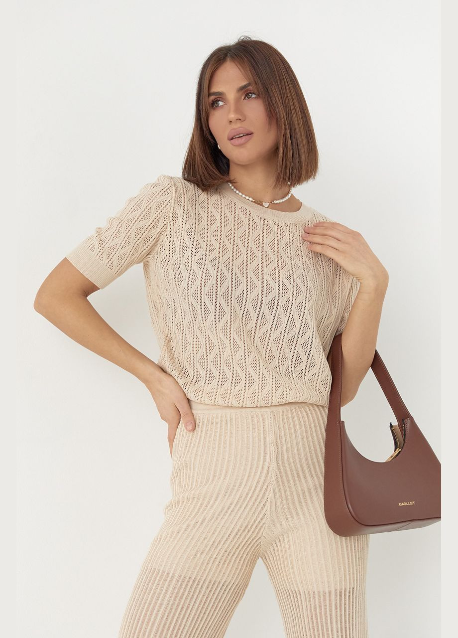 Жіночий костюм з ажурної в'язки - чорний Lurex (314901550)