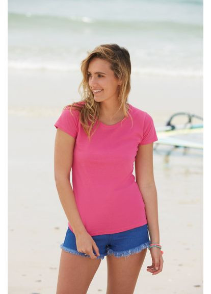 Женская футболка однотонная, женская футболка базовая, женские футболки базовые Белая, Fruit of the Loom - (368786800)