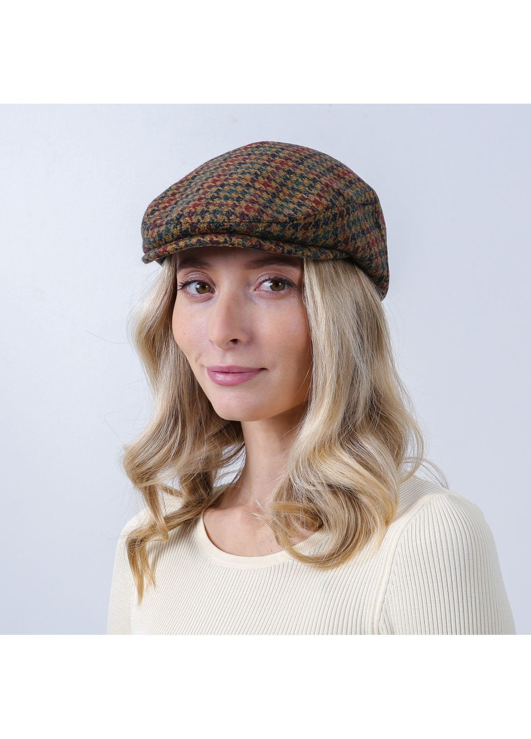 Кепка реглан жіноча вовна бордово-зелена ОЛЕКСА LuckyLOOK 925-403 (362463385)