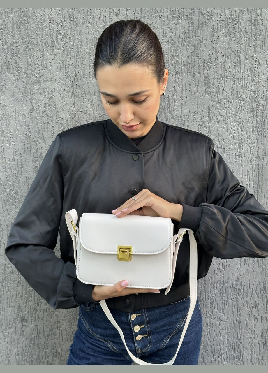 Жіноча біла молочна сумка 8015 8018 крос-боді No Brand (299279375)