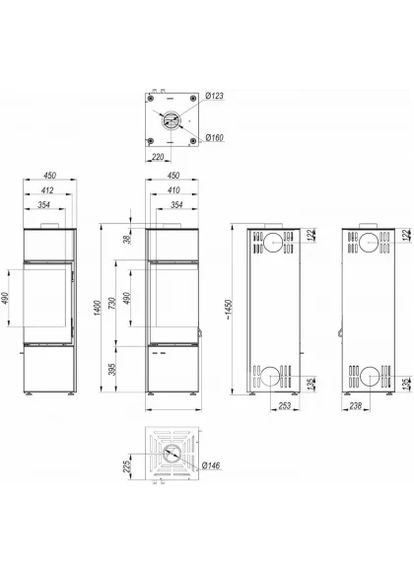 Сталева піч Home QUADROOM LONG Білий Defro (370385769)