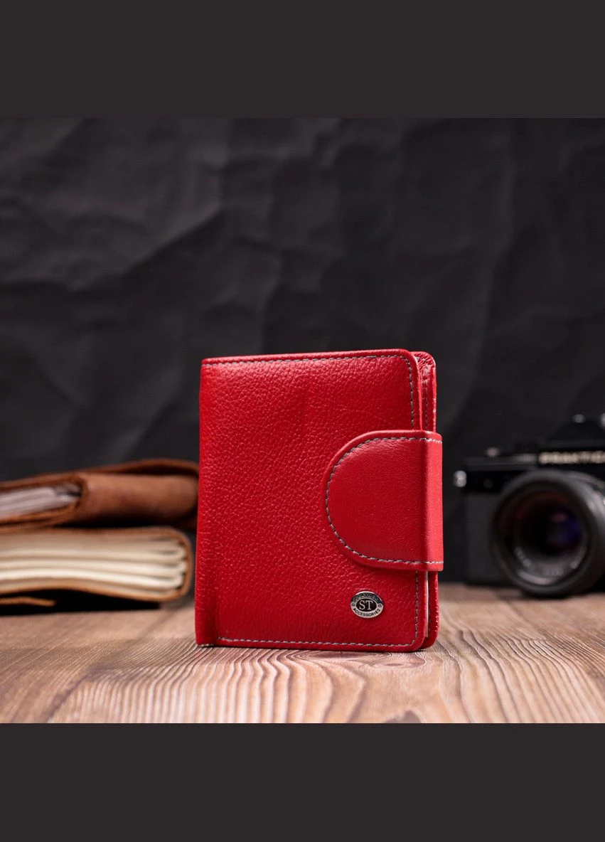 Шкіряний яскравий гаманець з монетницею 19453 Червоний st leather (341252389)
