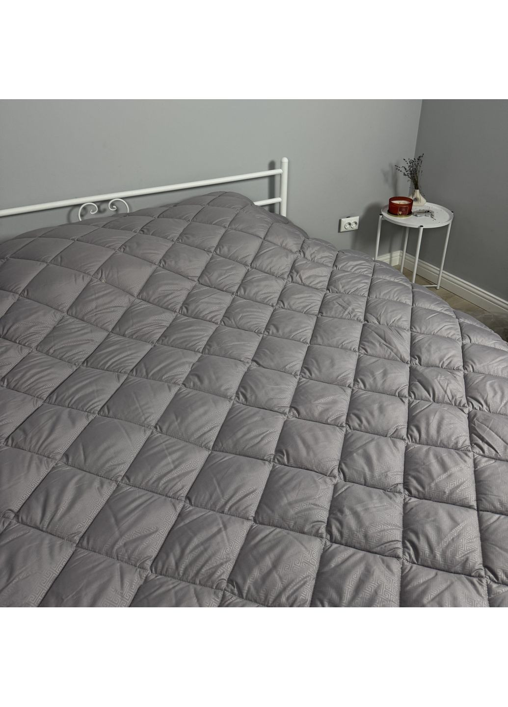 Ковдра двоколірна холлофайбер двоспальна 175х210 світло-сіра\капучино осінь/зима/весна DN1 ODA (360406900)