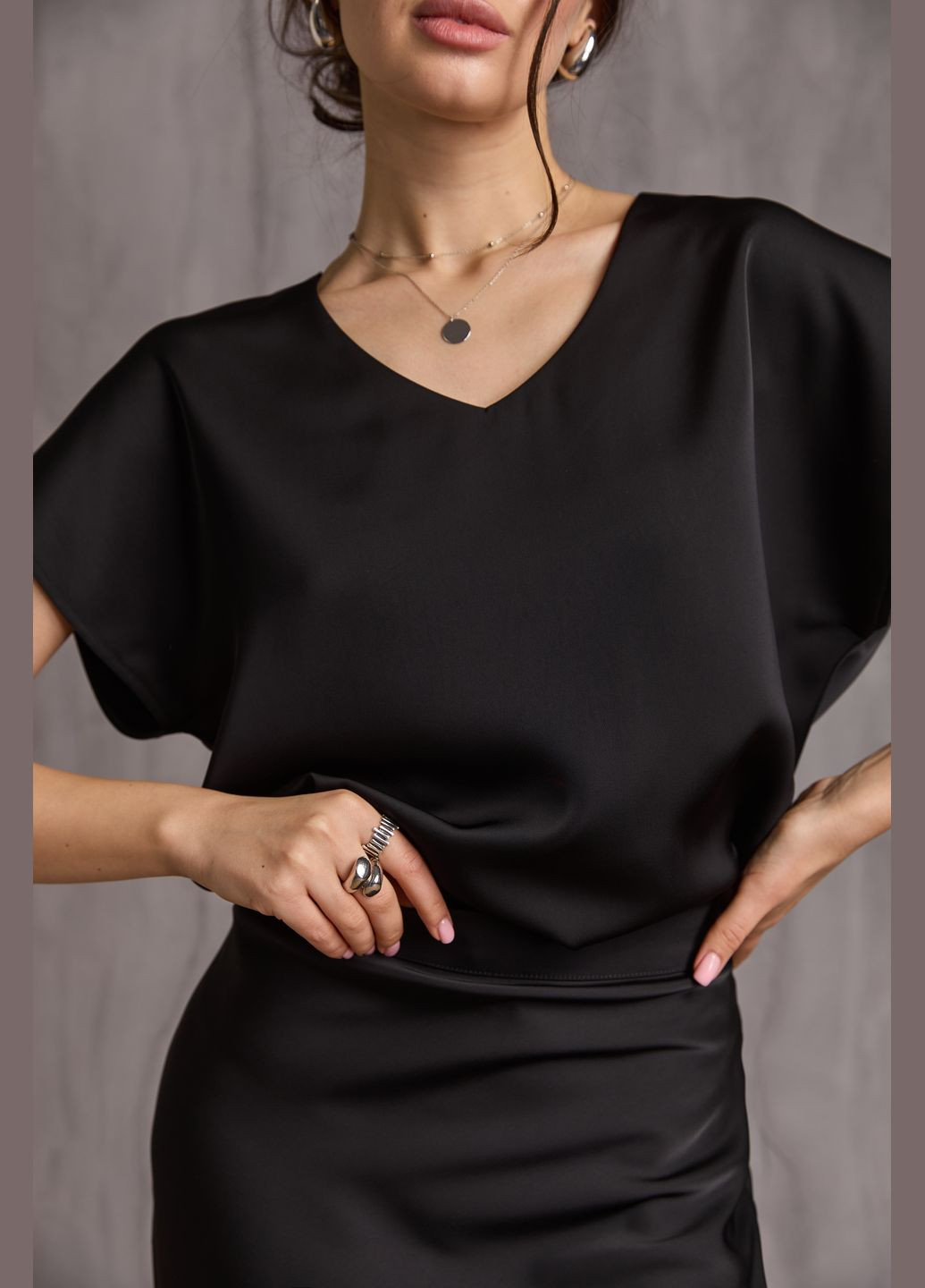 Черная демисезонная блуза Triko Bakh шовк-сатин