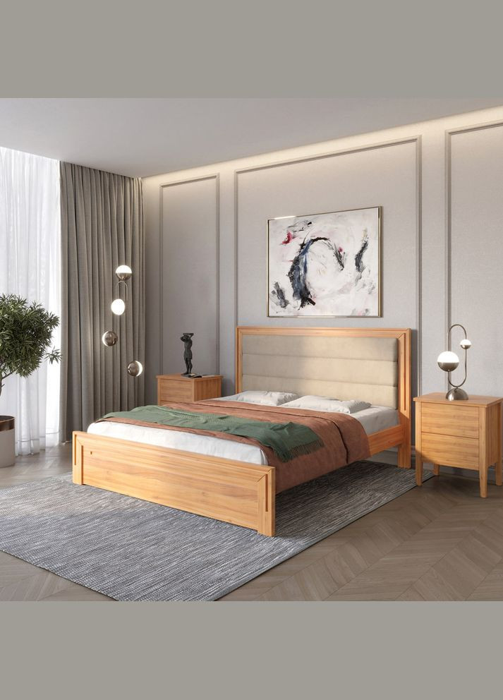 Двоспальне дерев'яне ліжко Торонто Т5 /Аляска 23 (бежевий) 140х190 см (MBG-10537) Mebigrand (368281962)