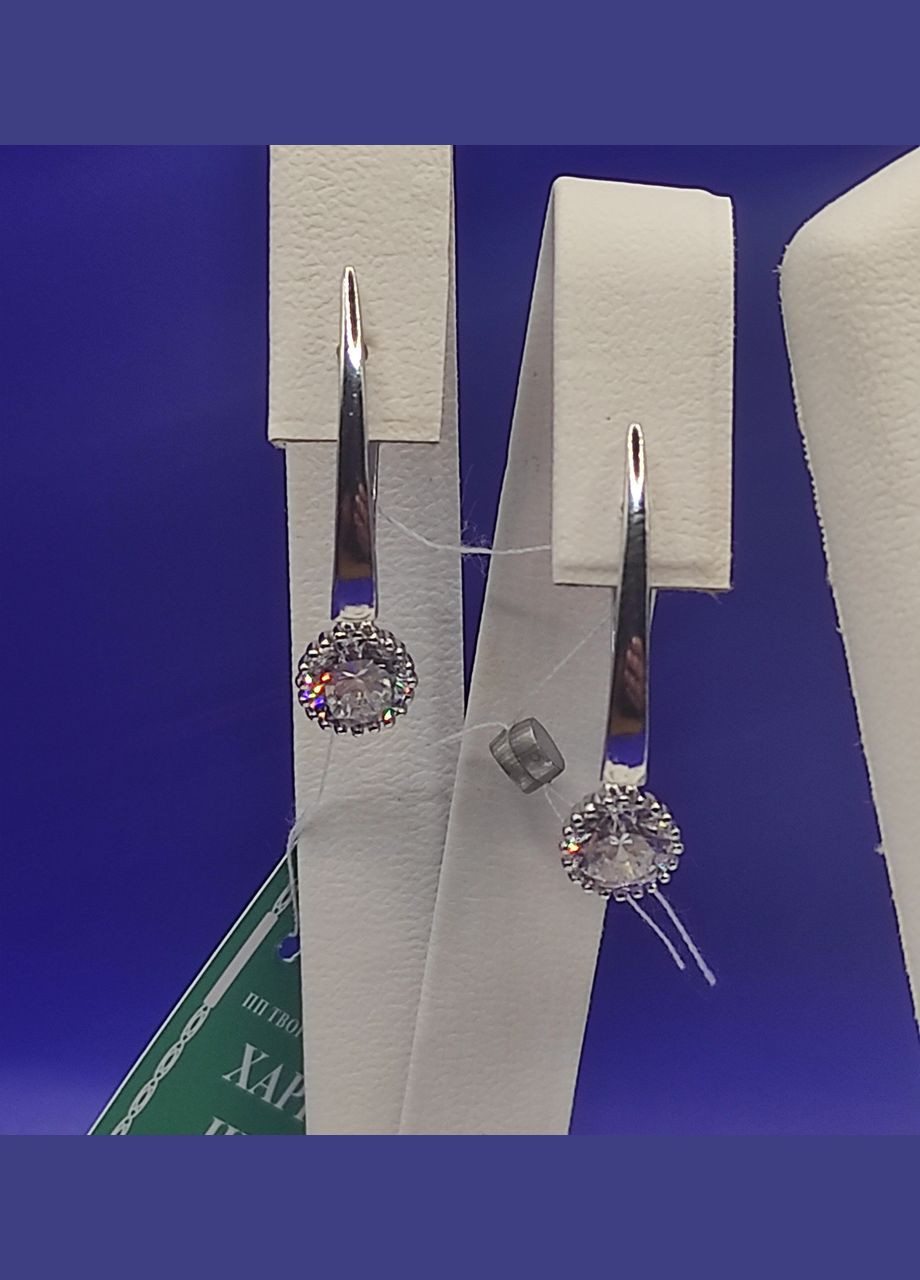Срібні сережки з підвісками 925 проби покриття родій Shiny 5069 No Brand (333828332)