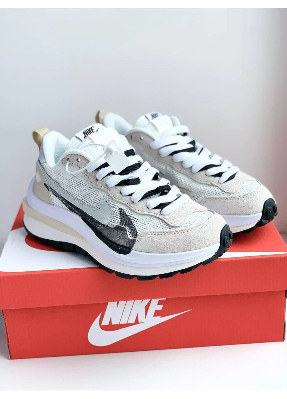 Бежевые летние кроссовки nike vaporwaffle sport fuschia x sacai beige найк вапорвафл No Brand