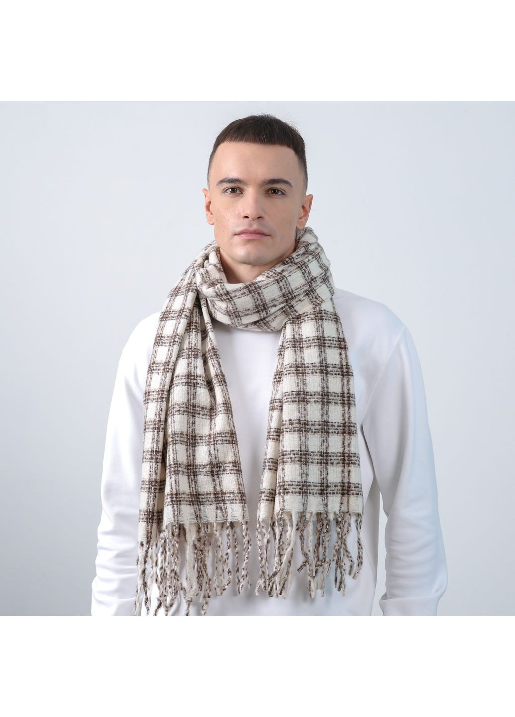 Палантин чоловічий клітинка кашемір ПОНГО 952-638 LuckyLOOK 952-638М (368194378)