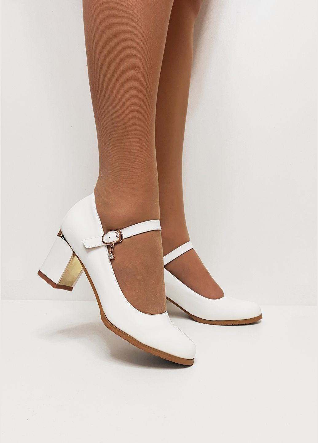 ABA Женские белые туфли средний каблук ремешок лодочки белый з искусственная кожа, китай — всесезон (333955138)