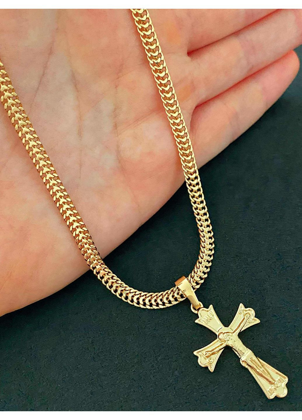 Позолочений Ланцюжок 60см + Хрестик. Позолота No Brand (368830944)