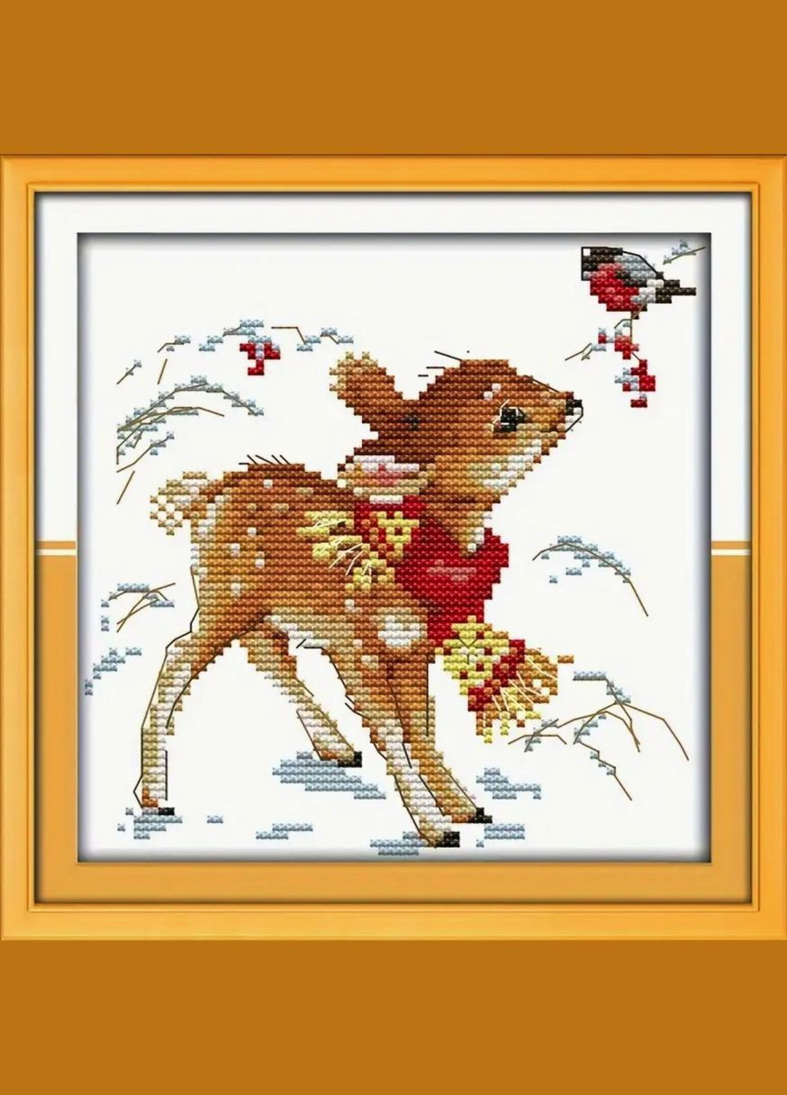 Набір для вишивання за нанесеною на канву схемою "Deerlet".AIDA 14CT printed, 19*19 см Joy Sunday (313613491)