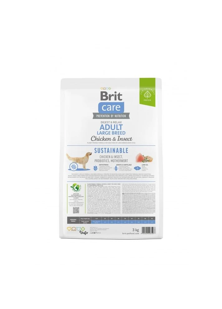 Корм сухий Dog Sustainable Adult Large Breed для дорослих собак великих порід з куркою та комахами 3 кг Brit Care (386995593)