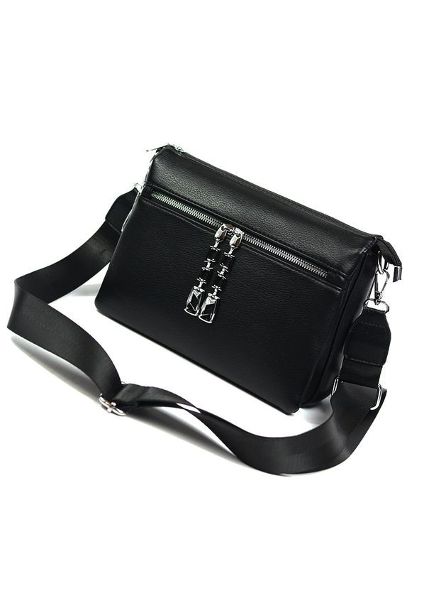 Черная женская молодежная сумка клатч кросс боди на молнии на три отделения Yirui (279830285)