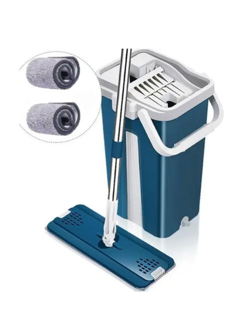 Швабра з відром Синій 8 л, швабра з автоматичним віджиманням Scratch Anet + 2 насадки в комплекті No Brand (349447981)
