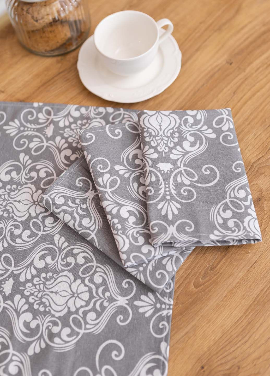 Серветки бавовняні "Вензель" (сірий) 35х35 см (комплект 4 шт.) Homedec - (349729137)