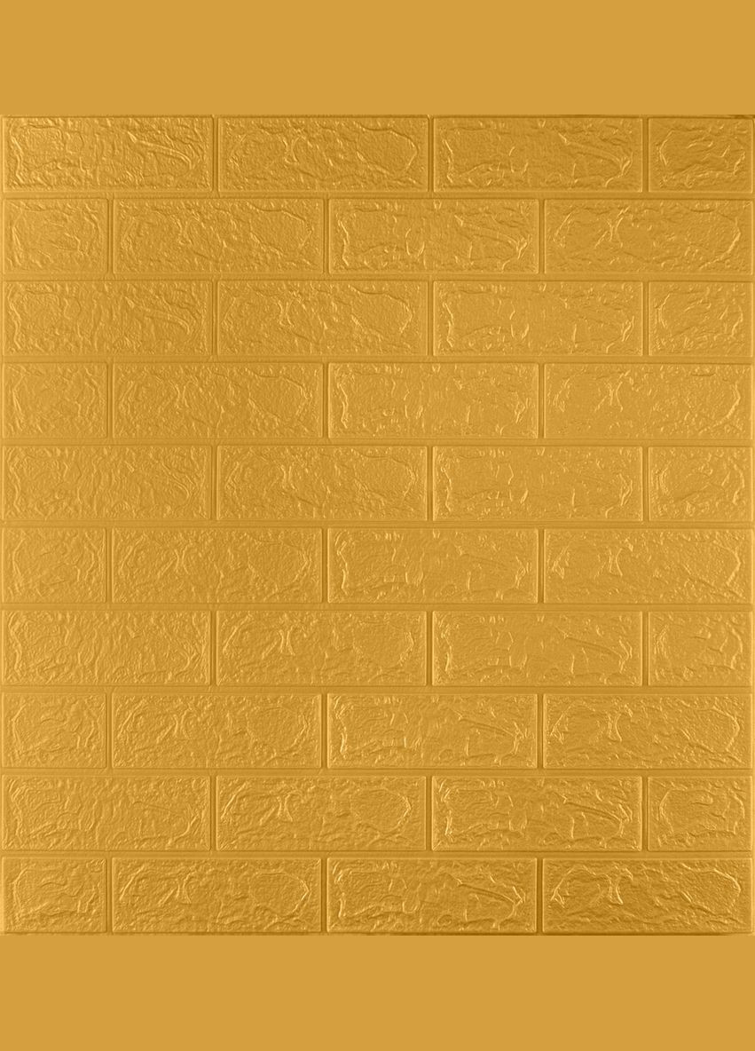 Самоклеющаяся декоративная 3D панель под кирпич золото 700x770x3мм 3D Loft (298400739)