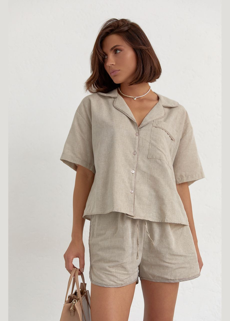 Літній костюм із шортами на зав'язках та сорочкою Liton (296658500)