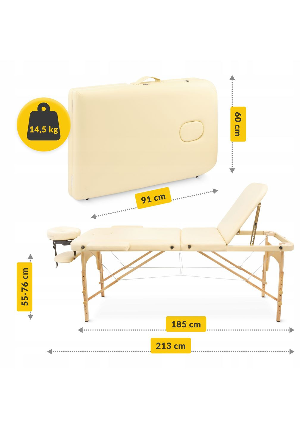 Масажний стіл складний Massage Table+ Wood W60 Beige () 4FIZJO P-5907739318367 (362490371)
