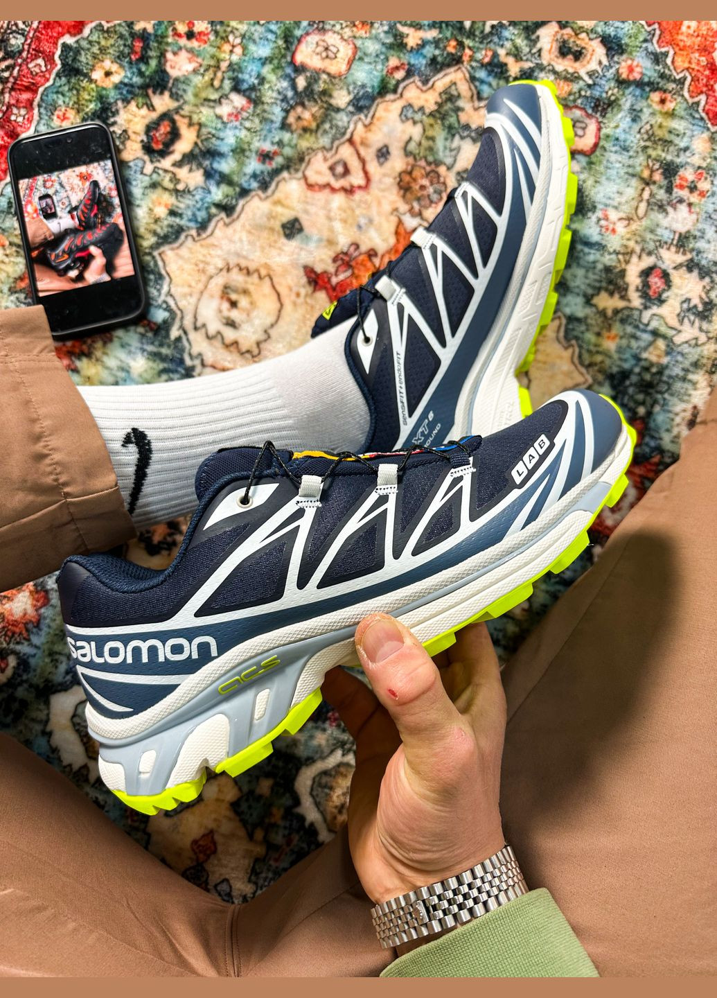 Синій всесезон кросівки чоловічі salomon xt-6 lab blue green | саломон хт-6 сині No Brand