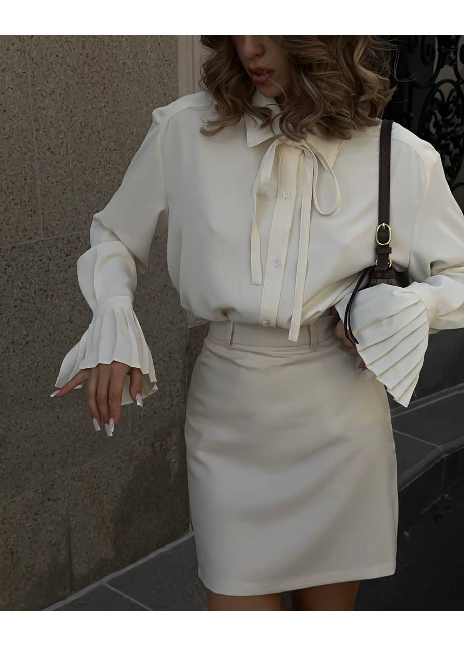 Молочная кэжуал рубашка однотонная N.Family