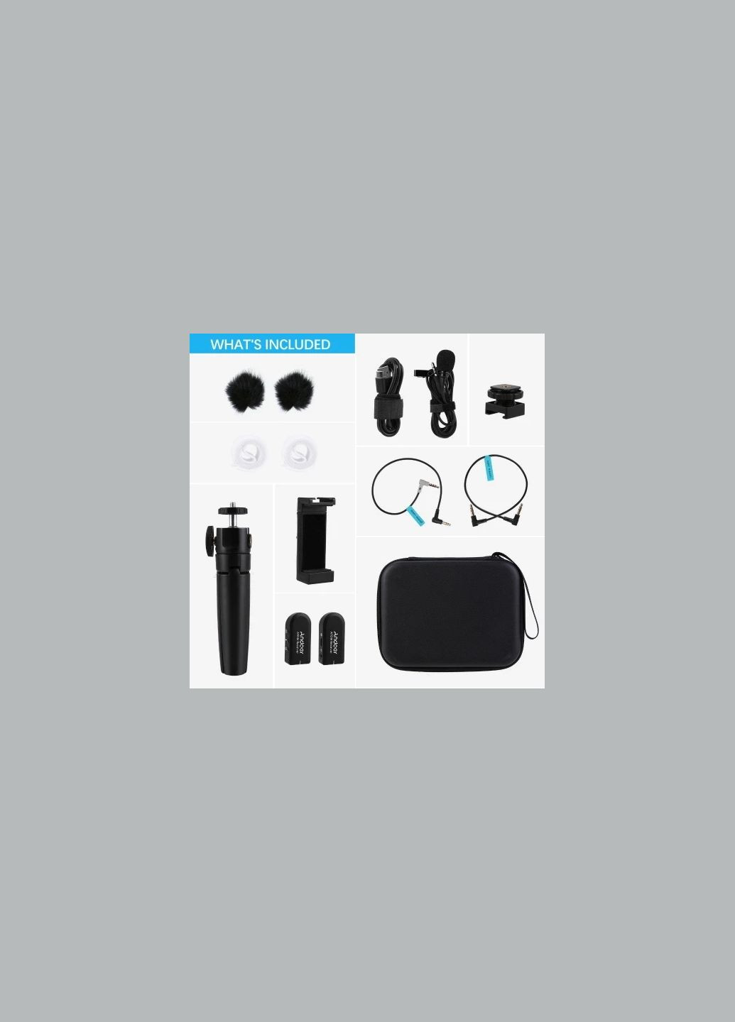 Беспроводная микрофонная система 2.4G с держателем для телефона и штативом Andoer (296790708)