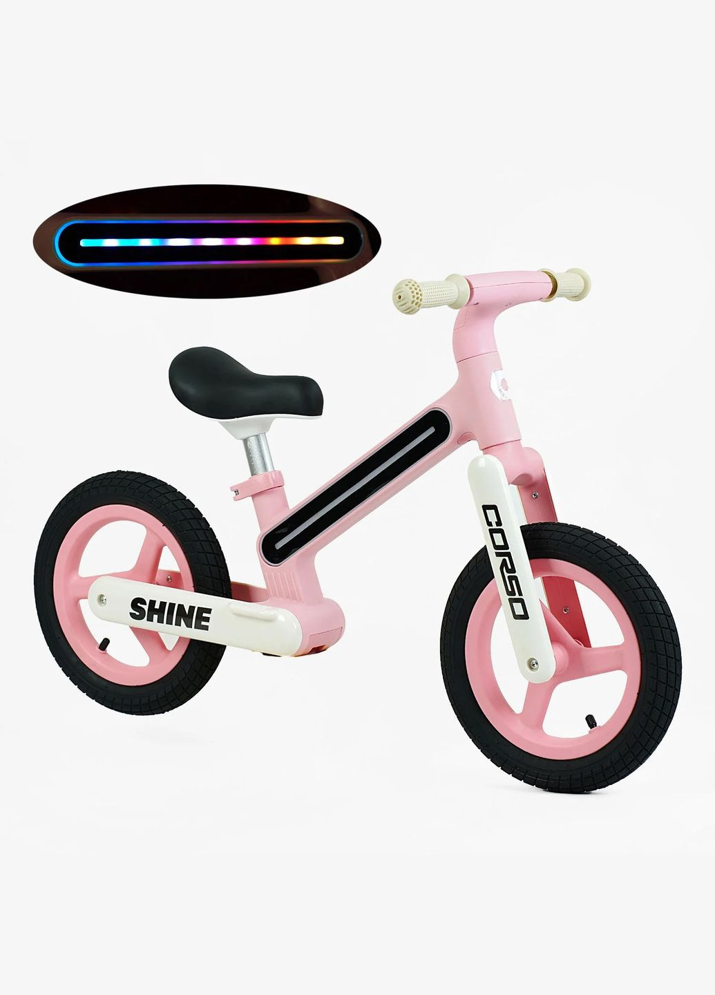 Дитячий велобіг Shine JT-10059. Нейлонова рама зі світлом, нейлонова вилка, надувні колеса 12 Corso (290668420)