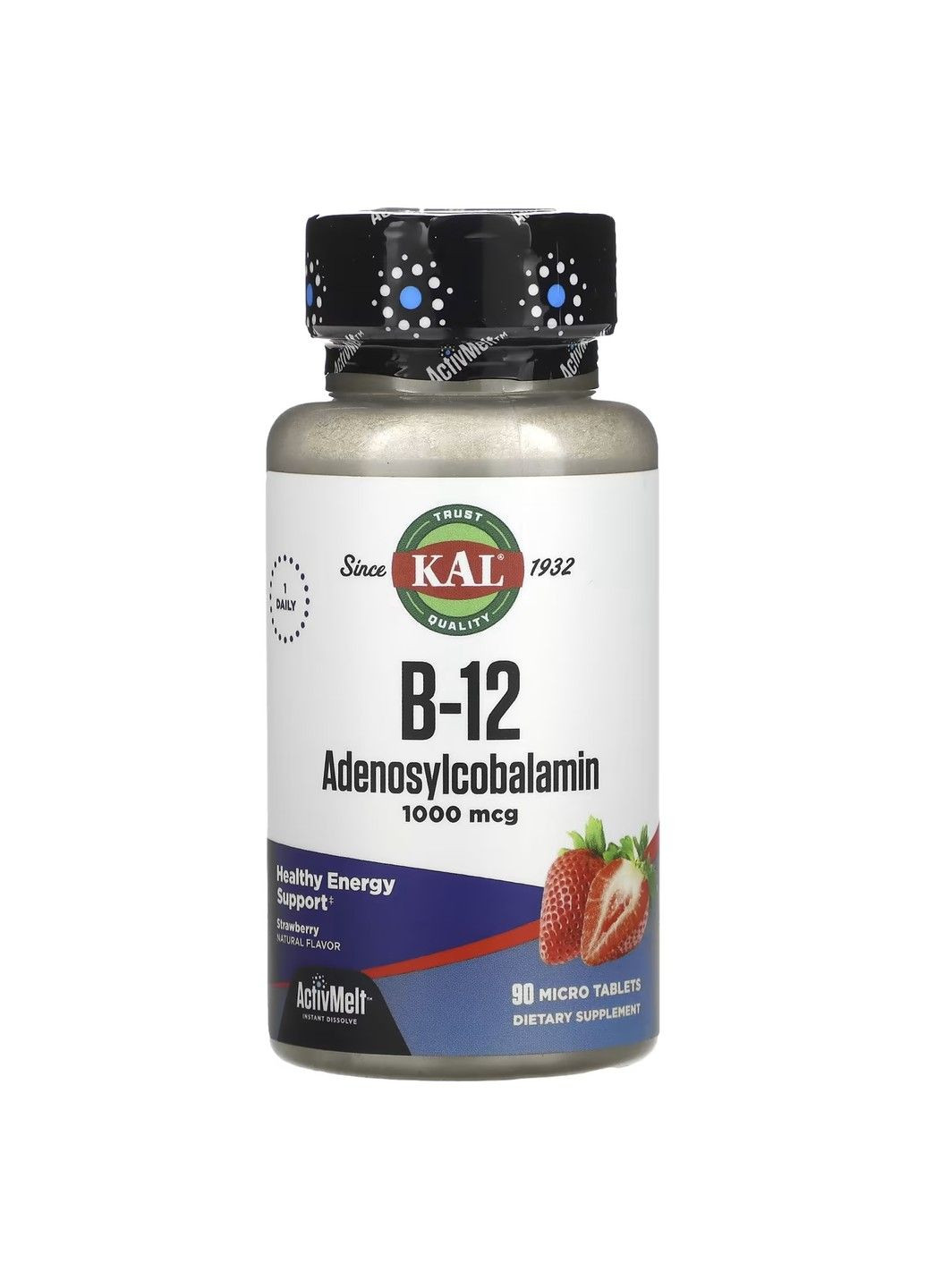 Вітамін В12 (з аденозилкобаламіну) B12 Adenosylcobalamin 1000мкг - 90 таб KAL (293516653)