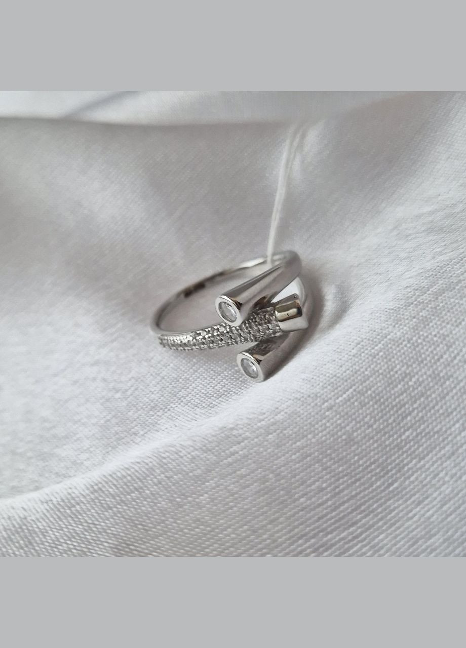 Серебряное кольцо с Белыми камнями размер серебро 925 пробы Родированное 6370р 4.29г Nobrand (363969357)