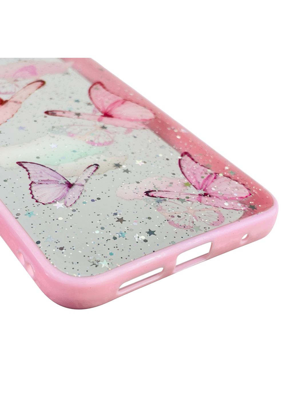 Чохол для Redmi Note 11S з блискітками з метеликами на сяомі редмі нот 11с рожевий Xiaomi (366388633)