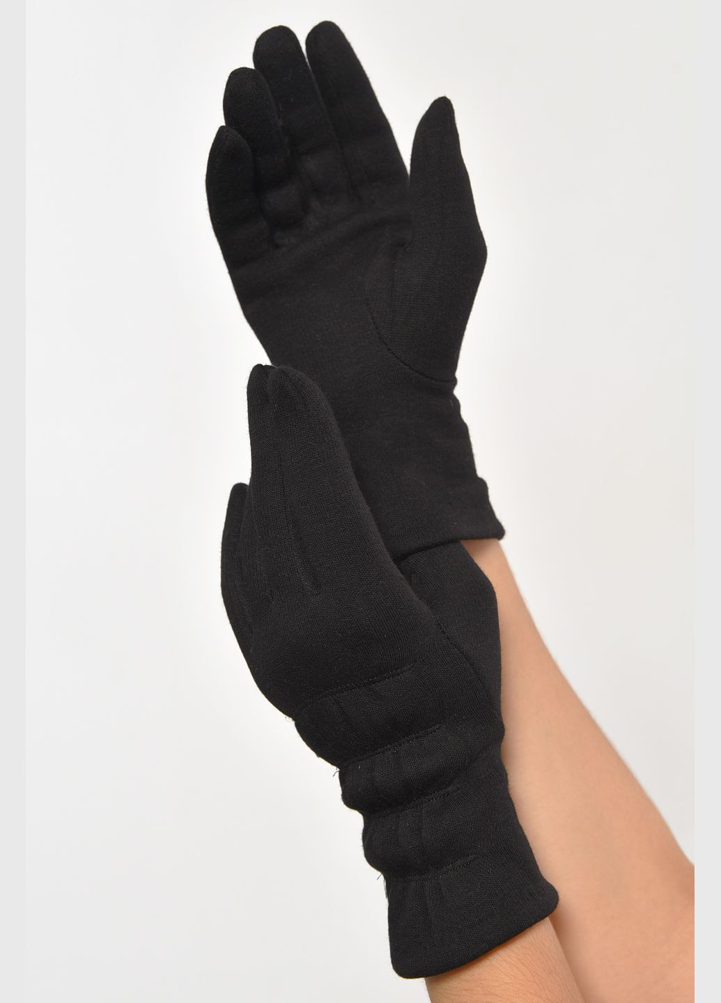 Рукавички жіночі на штучному хутрі чорного кольору Let's Shop (302661352)