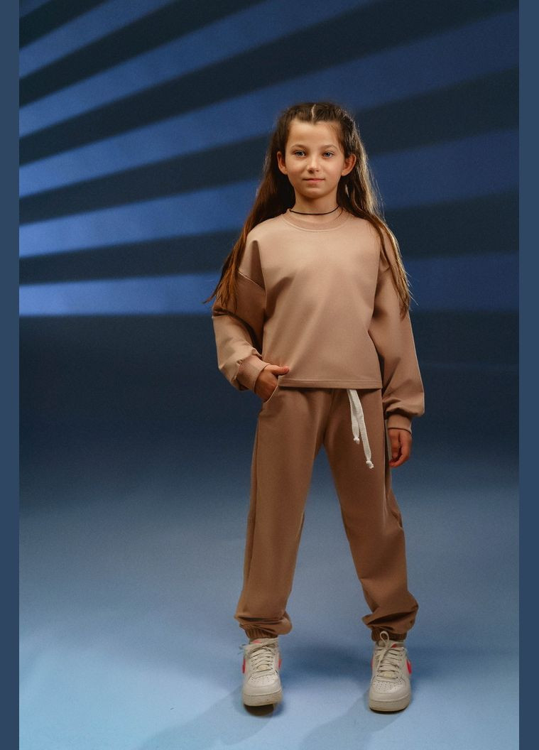 Авекстекс світшот для дівчаток 04-2946-95 134 см темно-бежевий