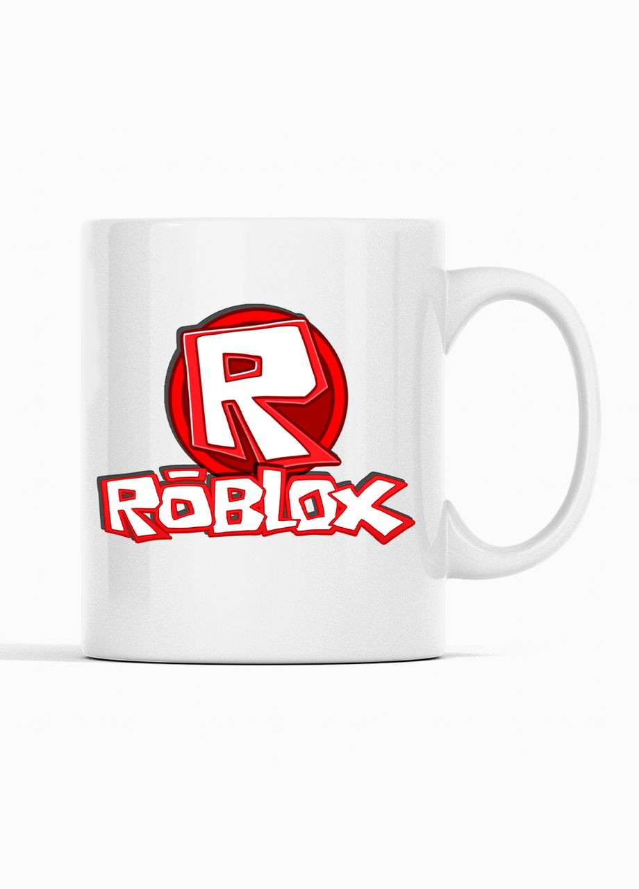 Білий кухоль (чашка) з оригінальним принтом онлан гри Roblox "Червоно-білий напис Roblox. Роблокс" Кавун Чашка (316112237)
