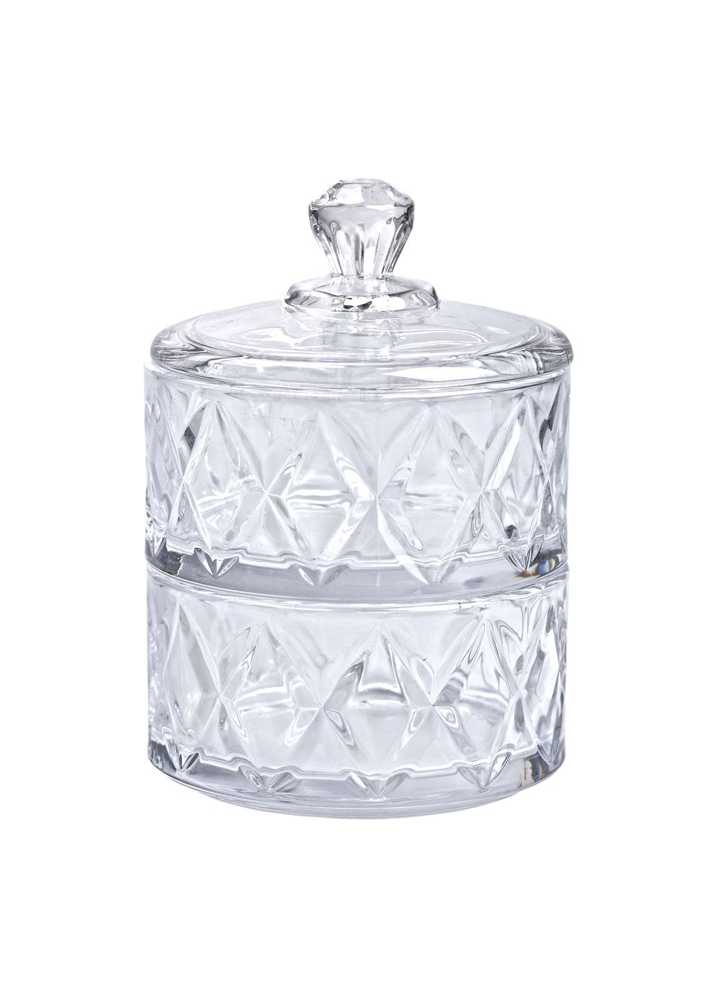 Конфетниця Yiwu дворівнева зі скляною кришкою під кришталь прозора HP-YH-79 No Brand (360977767)