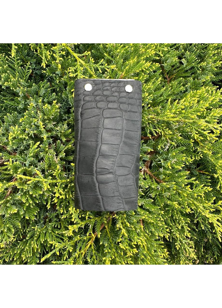 Шкіряна ключниця рептилія чорна для ключів крокодил унісекс 6 карабінів матова натуральна шкіра ProDobro (363259460)