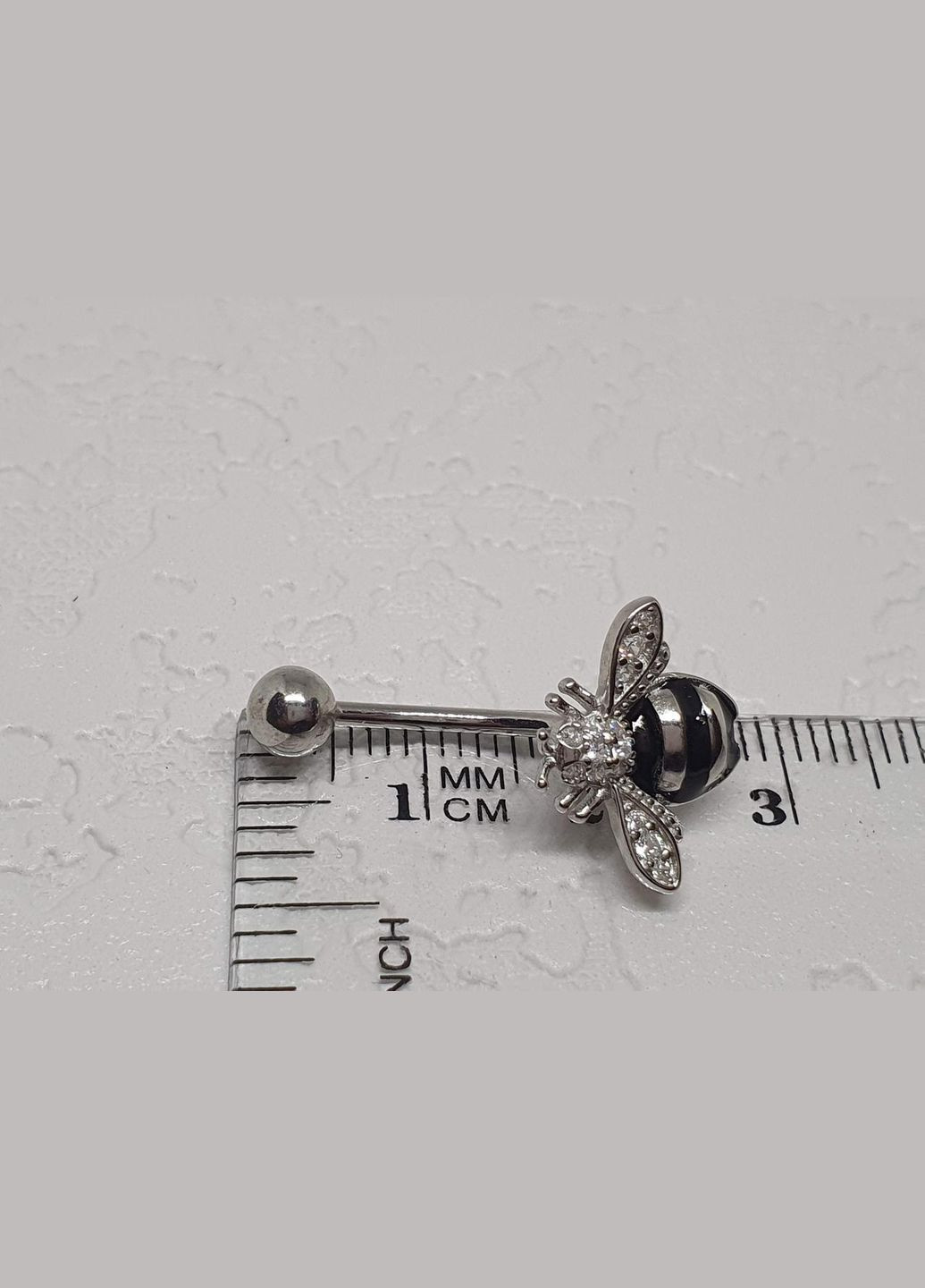 Срібна сережка для пірсингу пупка Бджілка з фіанітами. ПР2Ф/034 Silvex925 (269713476)