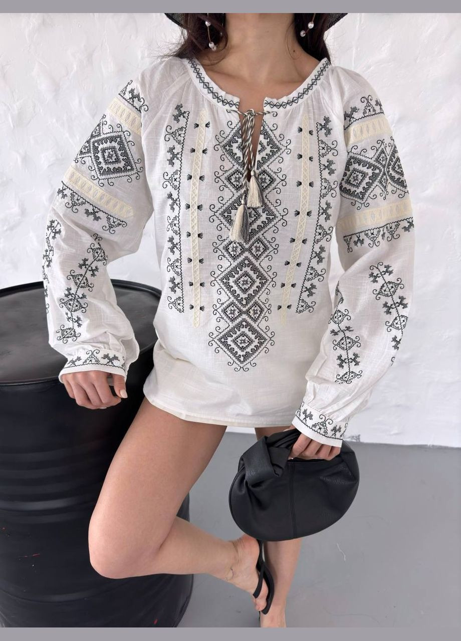 Молочная женская сорочка с вышивкой Delvinss свободная хлопок (322457910)