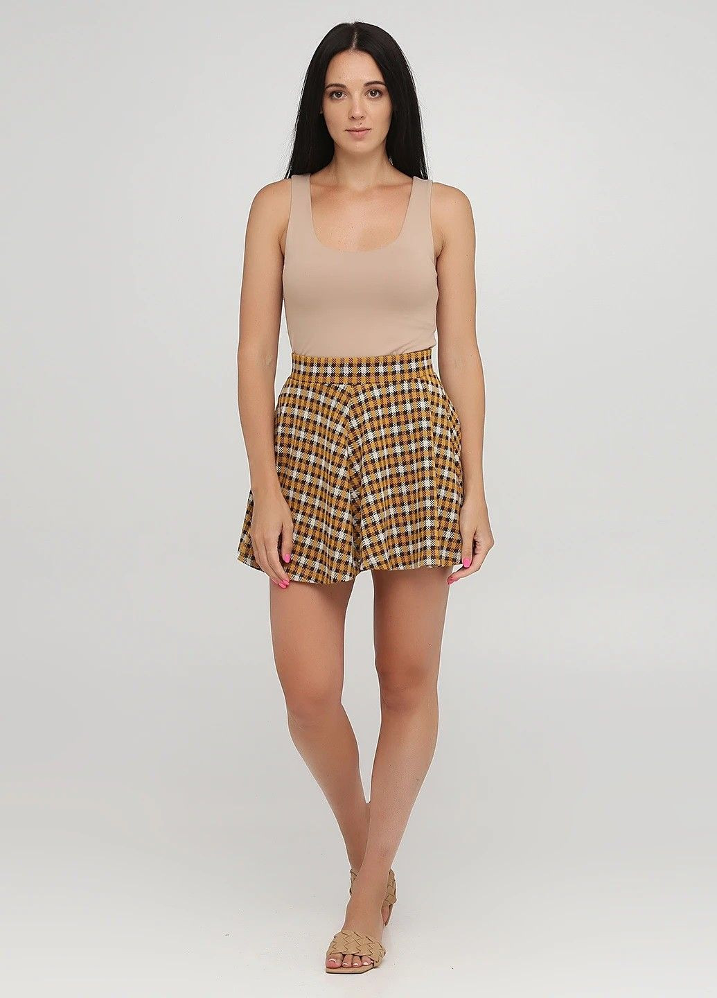 Горчичная в клетку юбка C&A