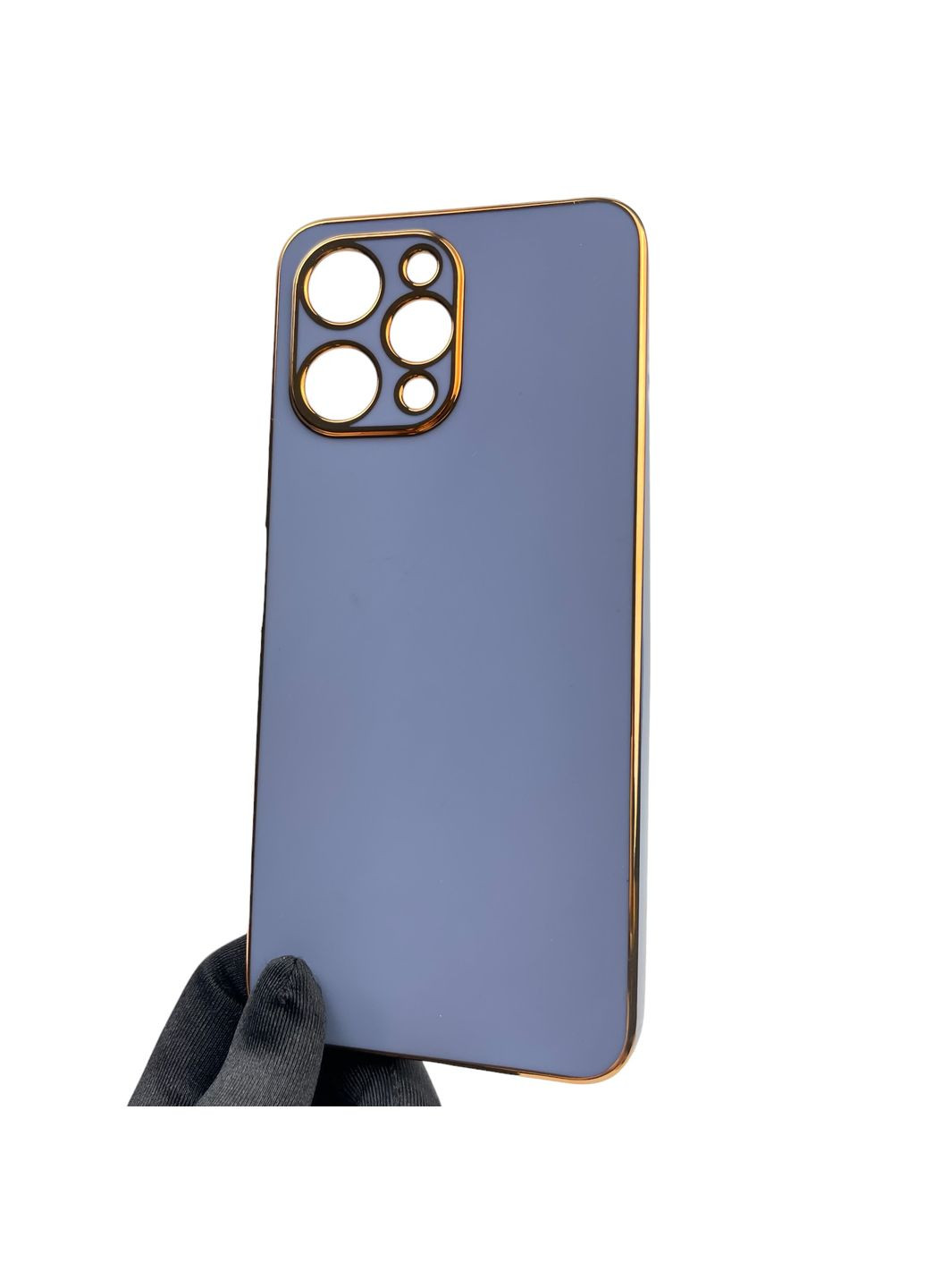 Чохол для POCO M6 Pro 5G глянсовий із золотою окантовкою із захистом камери на сяомі поко м6 про 5г синій Xiaomi (366019261)