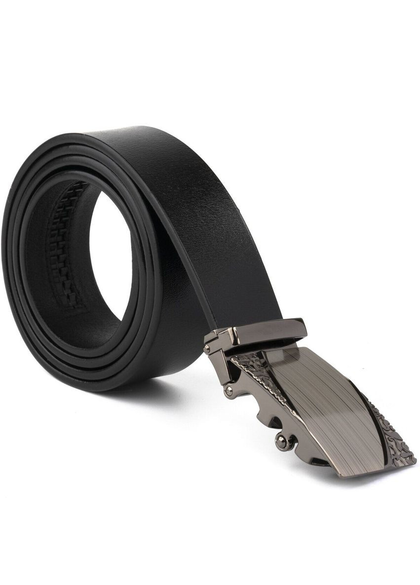 Чоловічий ремінь шкіряний з автоматичною пряжкою з візерунком 20251 Чорний Vintage (302972137)